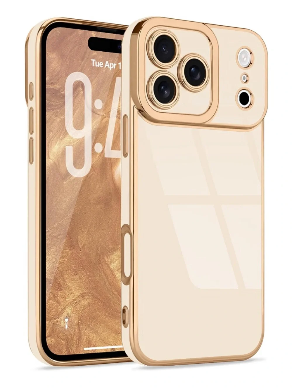 iphone 17 Pro Max - Neutral Cream Phone Case with Rose Gold Trim